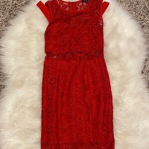 XOXO Crimson Lace Midi Dress